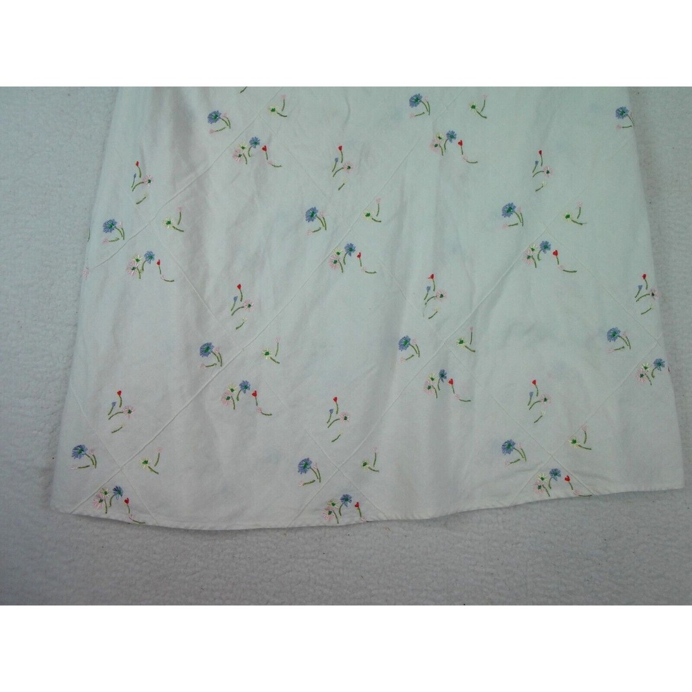Susan Graver Women's XL Style‎ White Linen Blend Floral Embroidered Midi - Picture 6 of 9